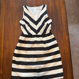LOFT Black and White Chevron Mini Dress